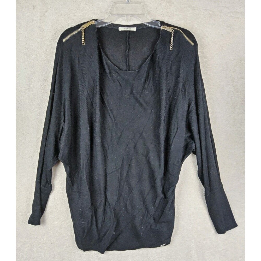 Devernois Women's Wool Blend Zipper Shoulder Dolman Oversized Sweater Size 2